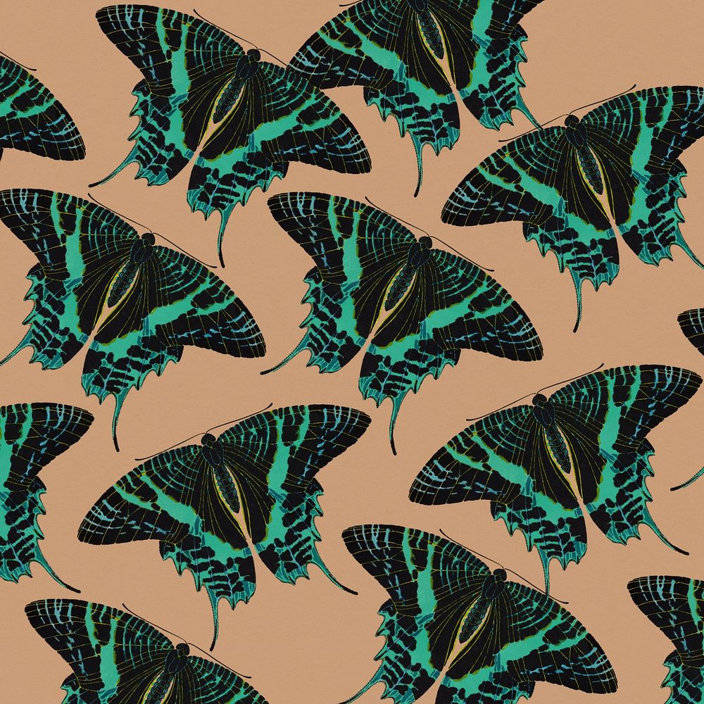E.A. S&eacute;guy's butterfly patterned background, brown design, remixed by rawpixel.