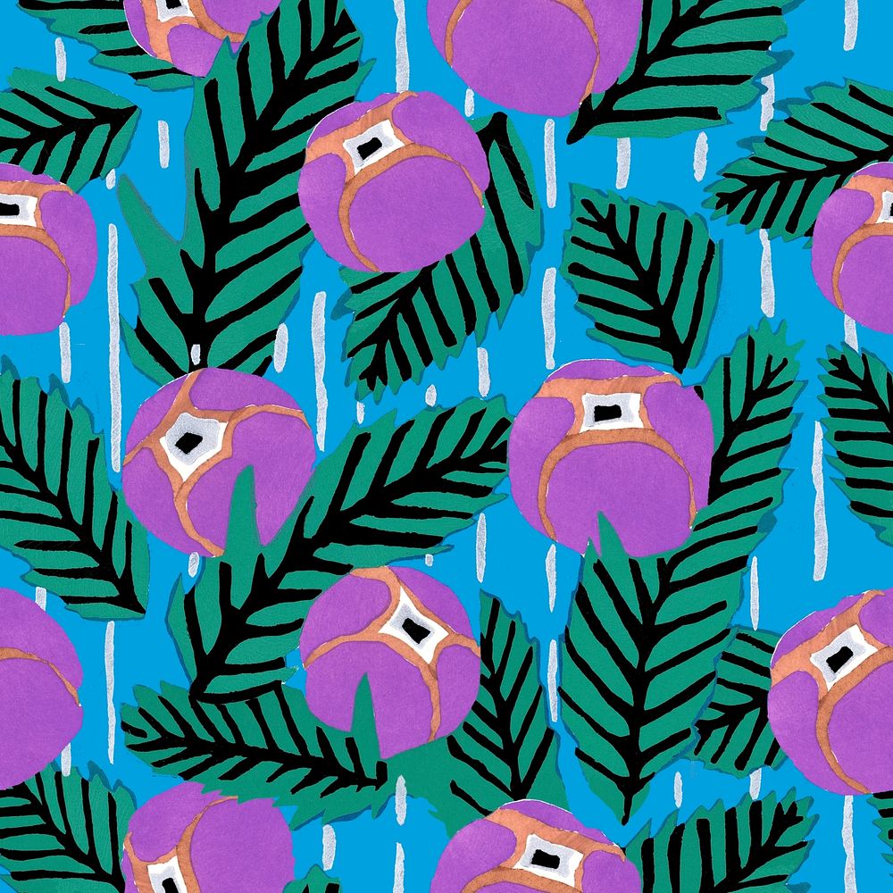 Purple flower patterned background, E.A. Séguy's vintage illustration, remixed by rawpixel.