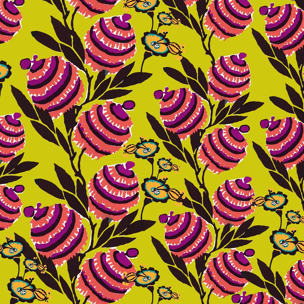 E.A. S&eacute;guy's flower patterned background, vintage botanical design, remixed by rawpixel.
