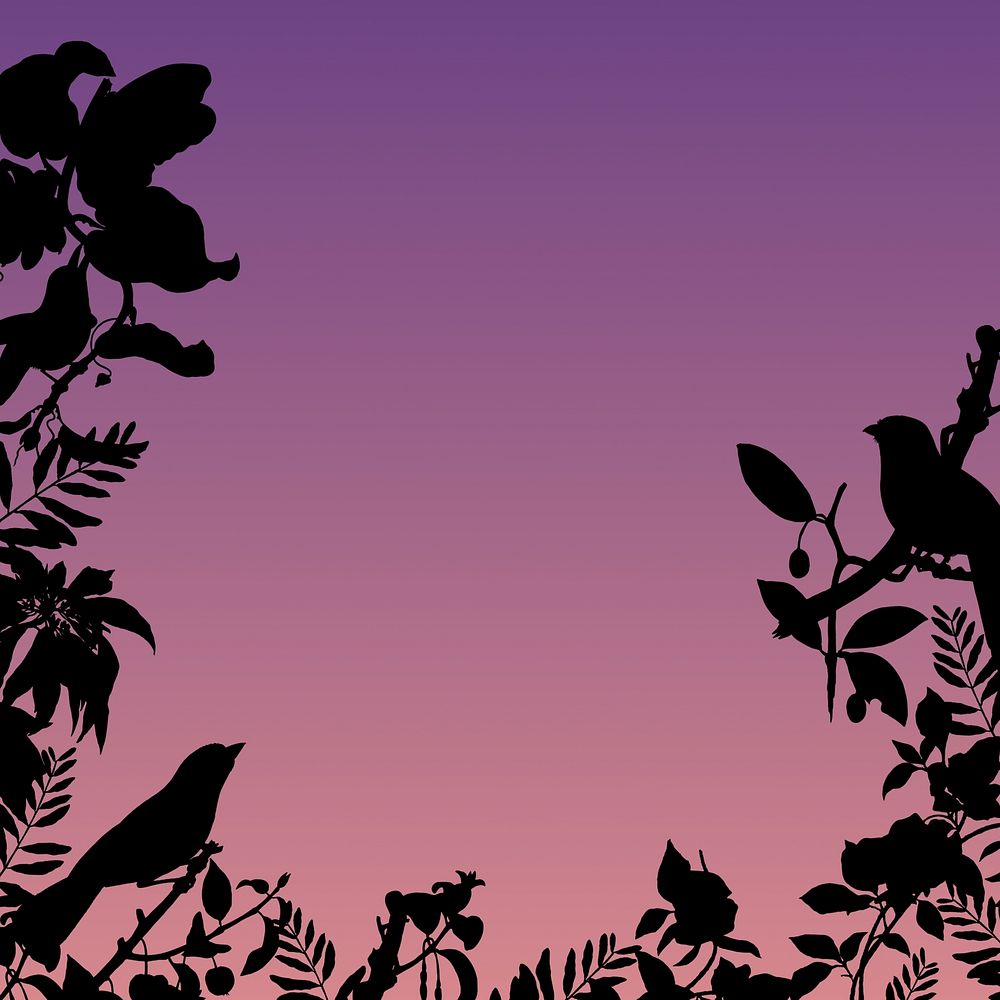 Purple aesthetic botanical border background