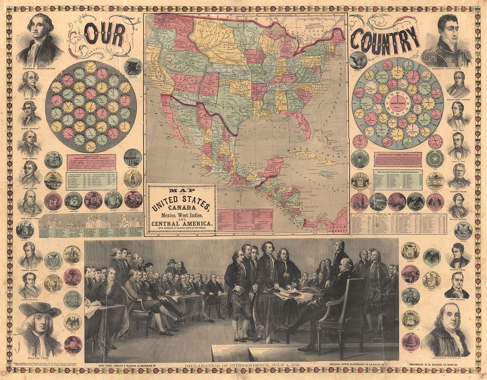 Map of the United States, Canada, Mexico, West Indies and Central America (1859) by Phelps & Watson