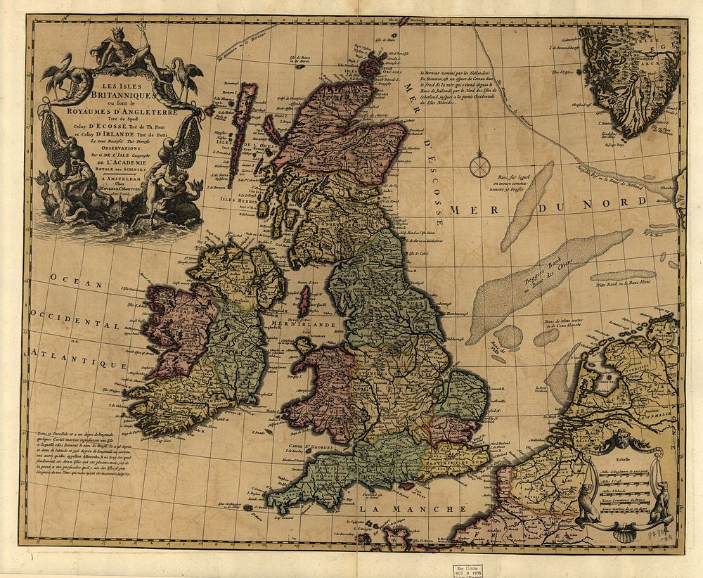 British Isles In Early 18th Century Map Art Print