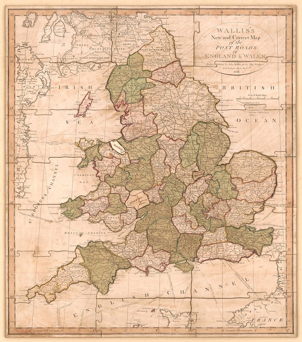 England and Wales : with the principal roads and distances of the county towns for London (1810?) by Rowe, Robert
