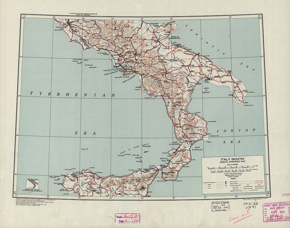 Italy : Special strategic map (1943) by Army Map Service (United States)