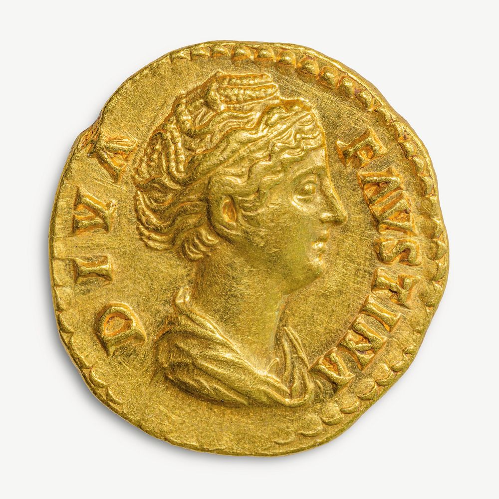 Gold Aureus coin, ancient Roman money psd. Remixed by rawpixel.