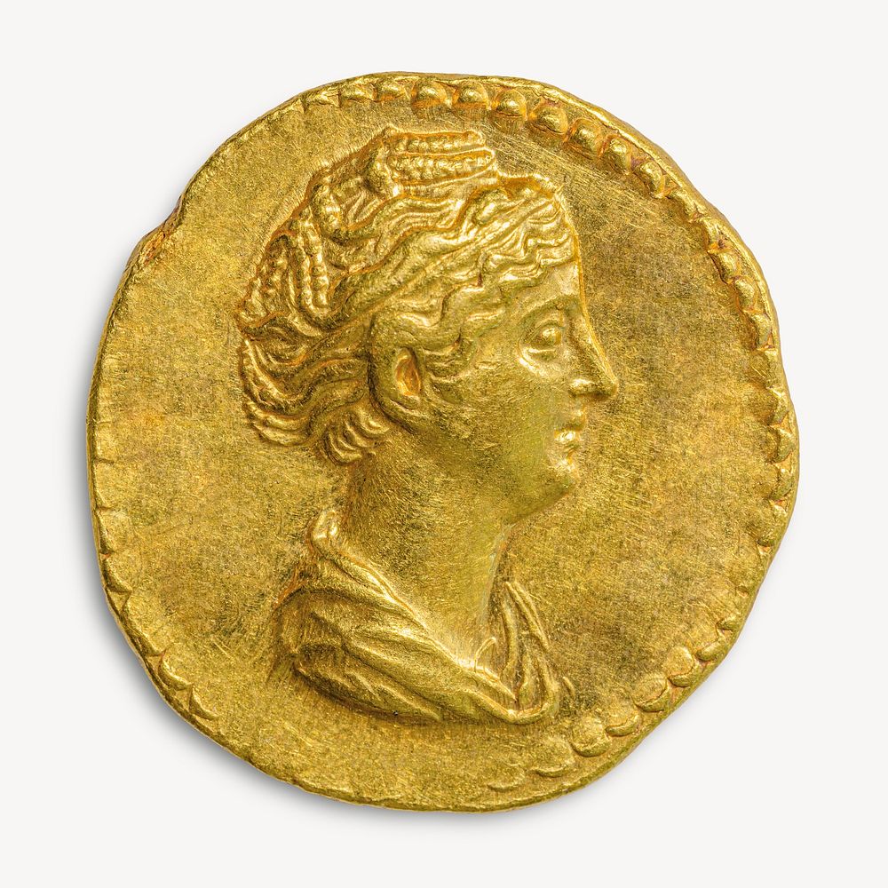 Gold Aureus coin, ancient Roman money. Remixed by rawpixel.