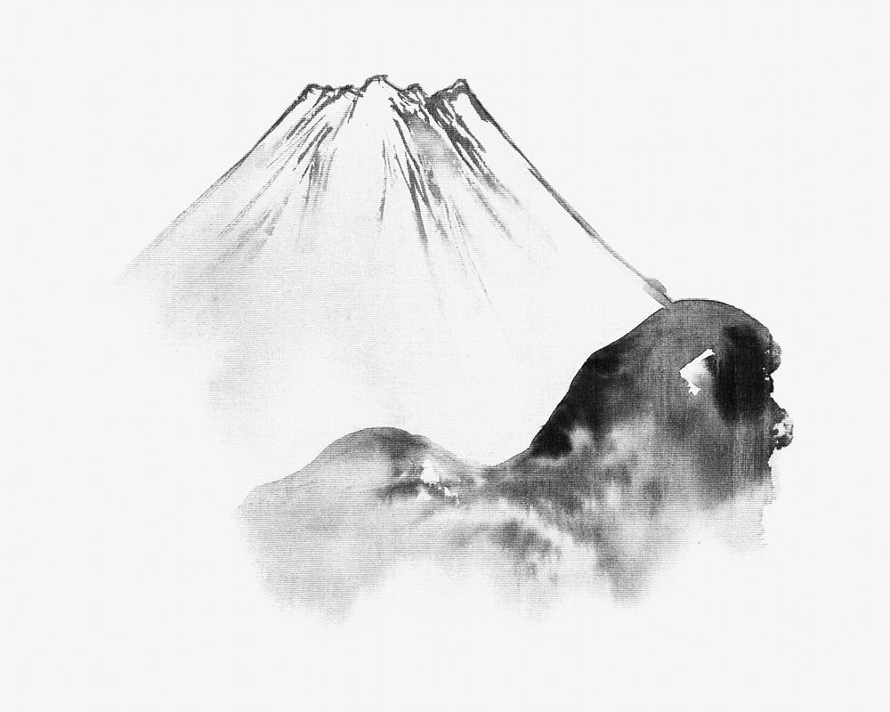 Mount Fuji, vintage Japanese illustration by Kawanabe Kyosai. Remixed by rawpixel.