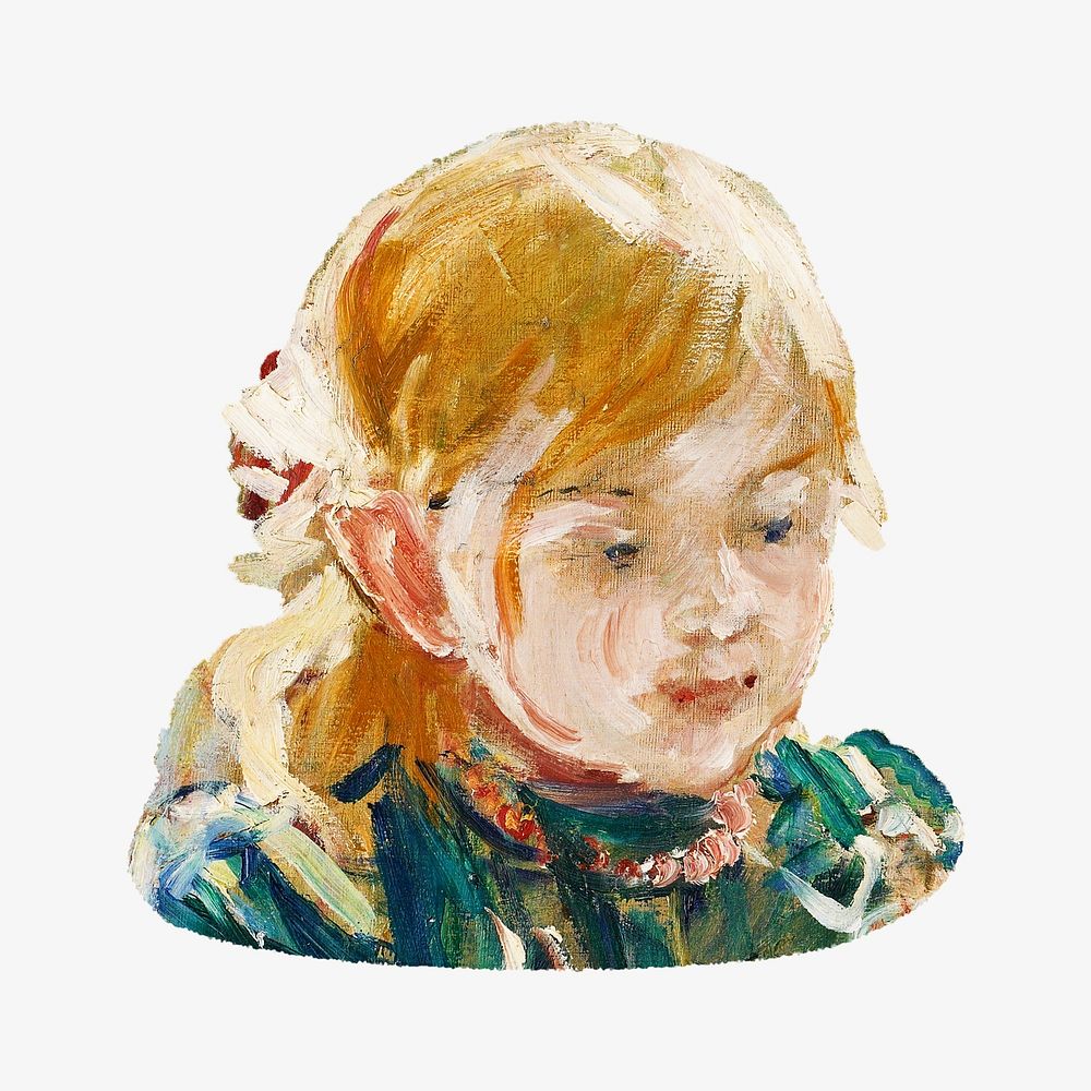Little girl, vintage illustration by Berthe Morisot. Remixed by rawpixel.