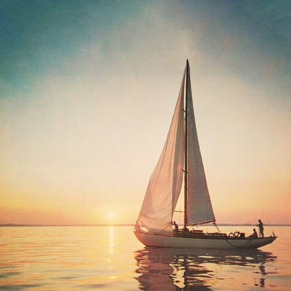 Sailboat sunset background. Remixed by rawpixel.