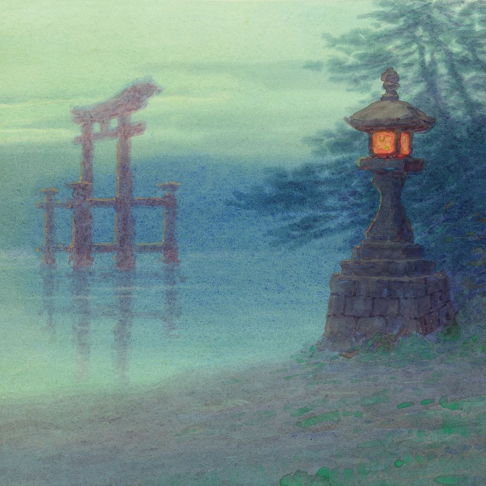 Vintage Japanese lantern background, vintage illustration by Yoshihiko Ito. Remixed by rawpixel.