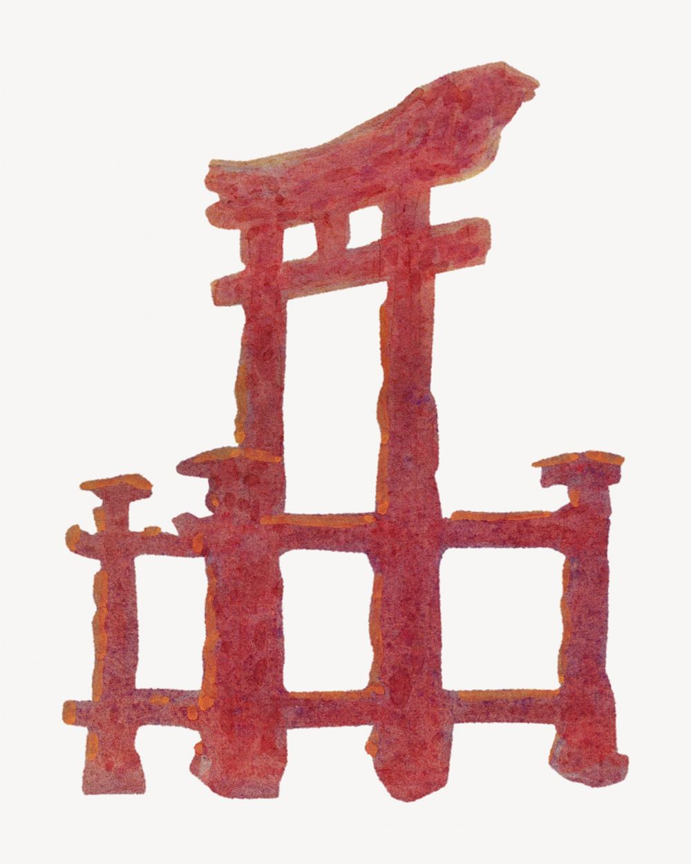 Japanese Torii gate, vintage illustration by Yoshihiko Ito. Remixed by rawpixel.