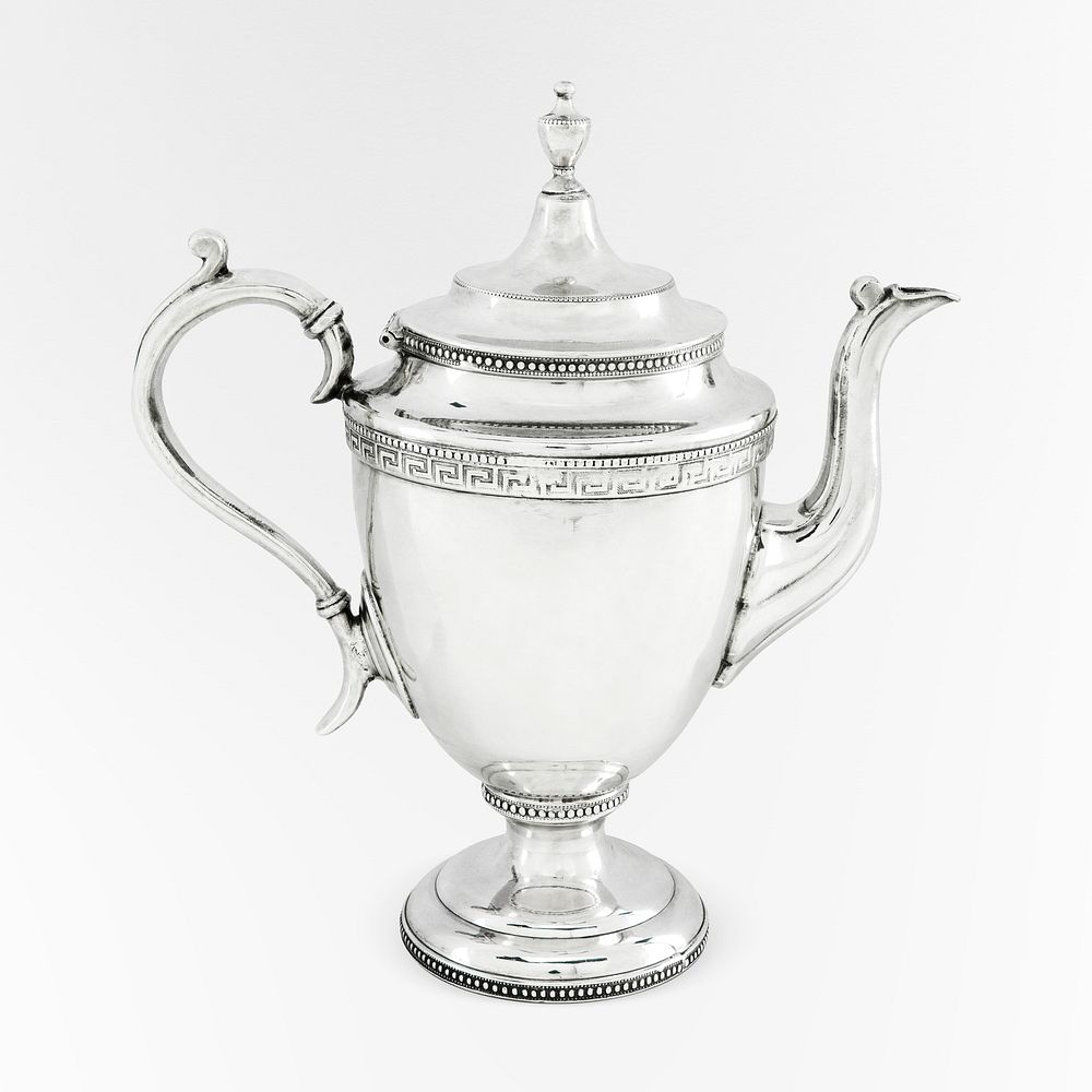 Silver teapot, vintage kitchenware image psd. Remixed by rawpixel.
