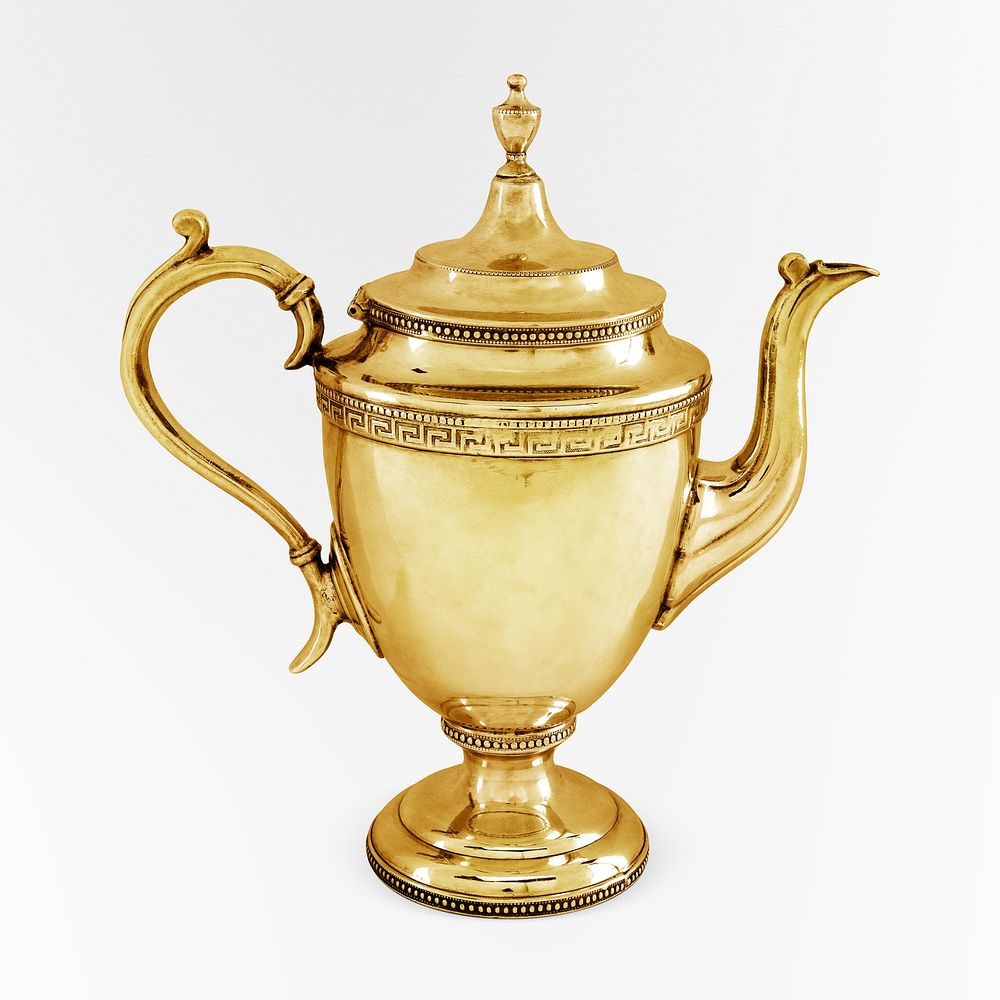 Gold teapot, vintage kitchenware image. Remixed by rawpixel.