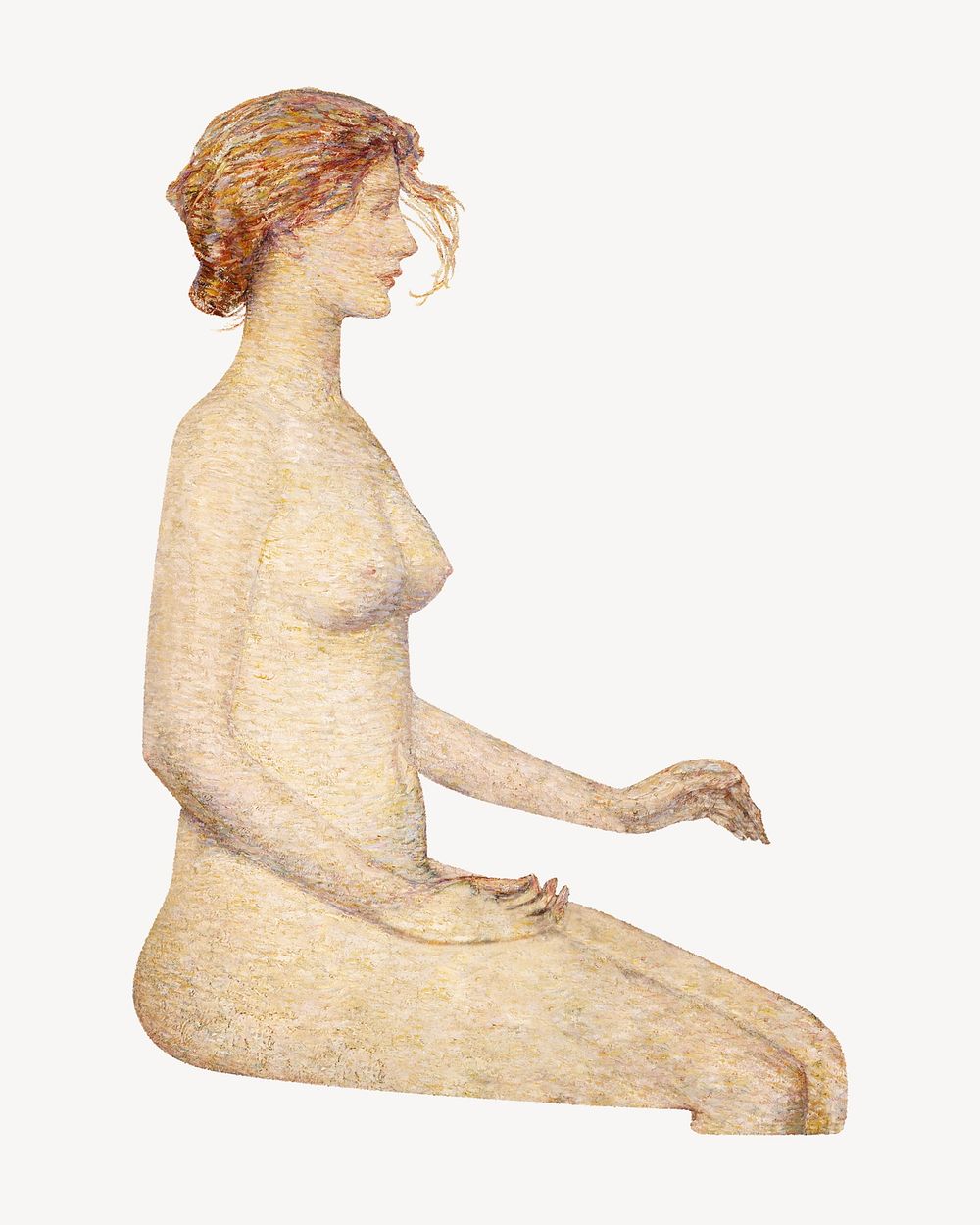 Nude woman sitting, vintage illustration by Frederick Childe Hassam. Remixed by rawpixel.
