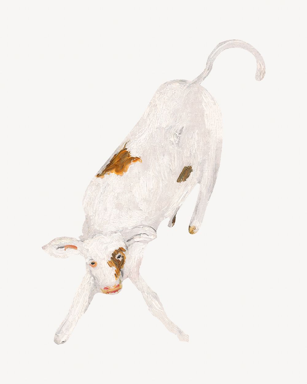 Calf baby cow, animal illustration by Cyprian Majernik. Remixed by rawpixel.