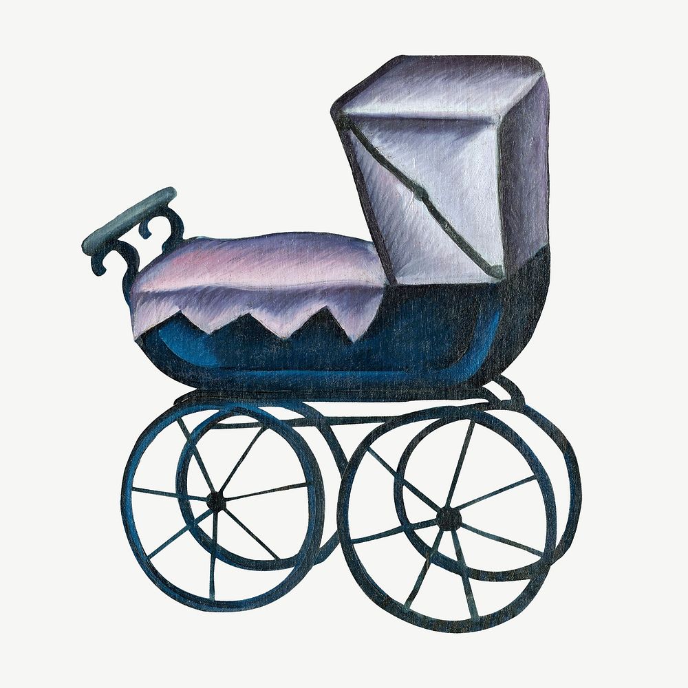 Vintage baby stroller illustration psd by Gejza Schiller. Remixed by rawpixel.