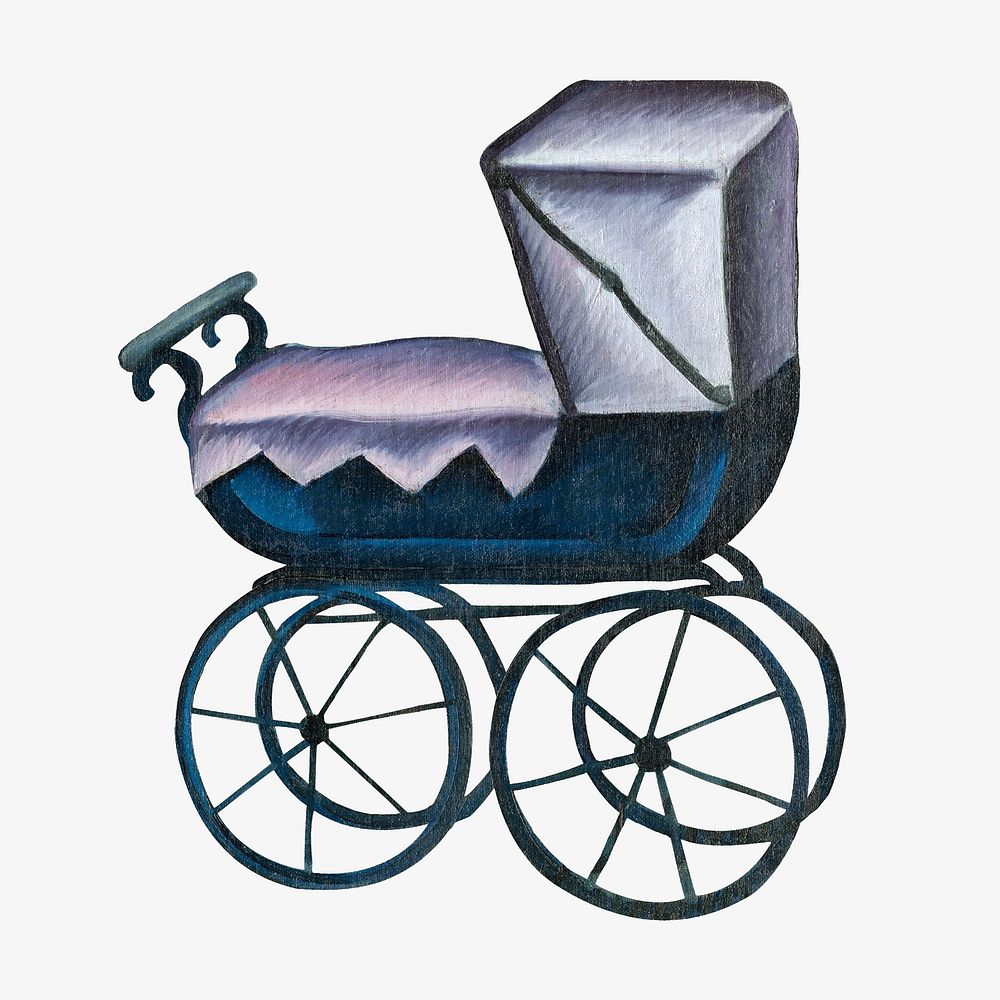 Vintage baby stroller illustration by Gejza Schiller. Remixed by rawpixel.