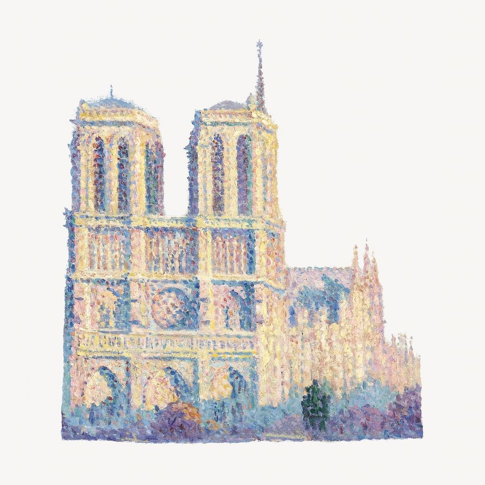 The Quai Saint-Michel and Notre-Dame, vintage building illustration by Maximilien Luce. Remixed by rawpixel.