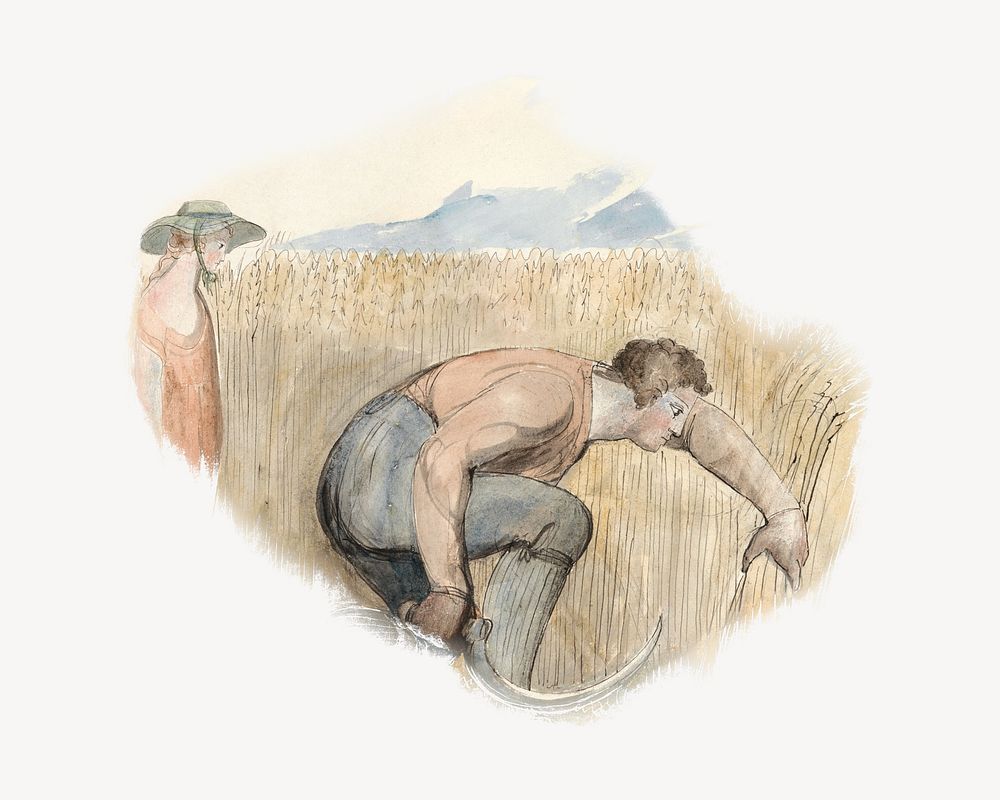 Vintage farming man illustration by William Blake. Remixed by rawpixel.