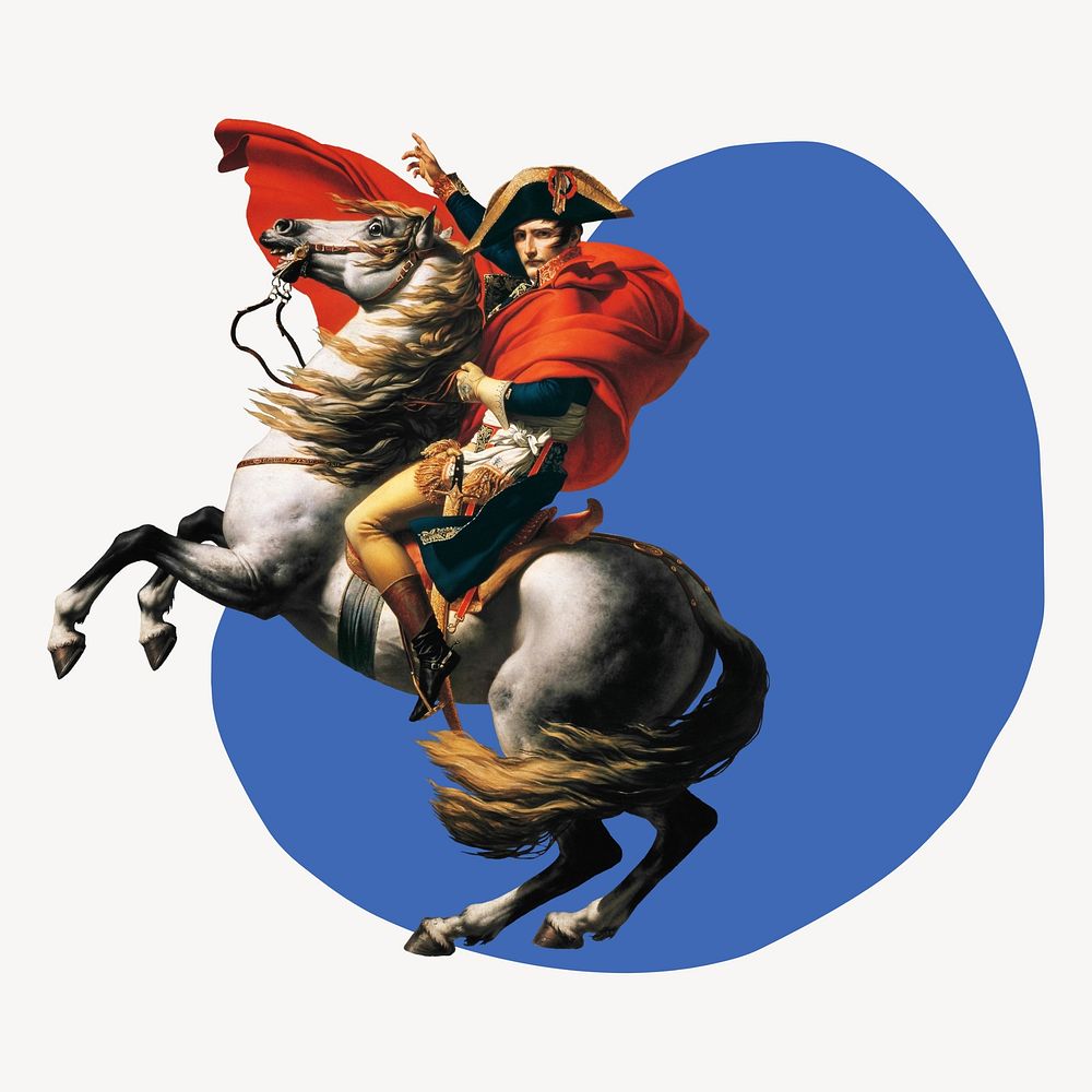 Napoleon on a horse badge illustration. Remixed by rawpixel.