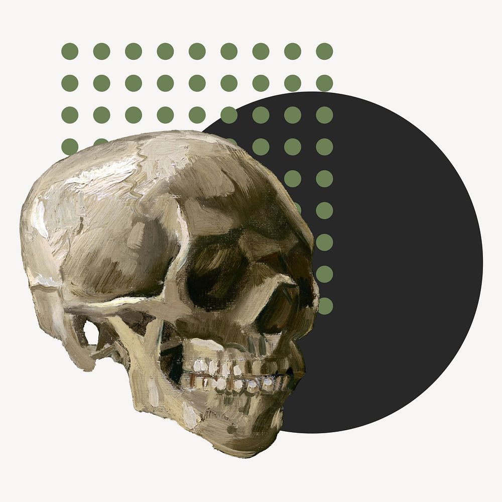 Vincent van Gogh's skull illustration. Remixed by rawpixel.