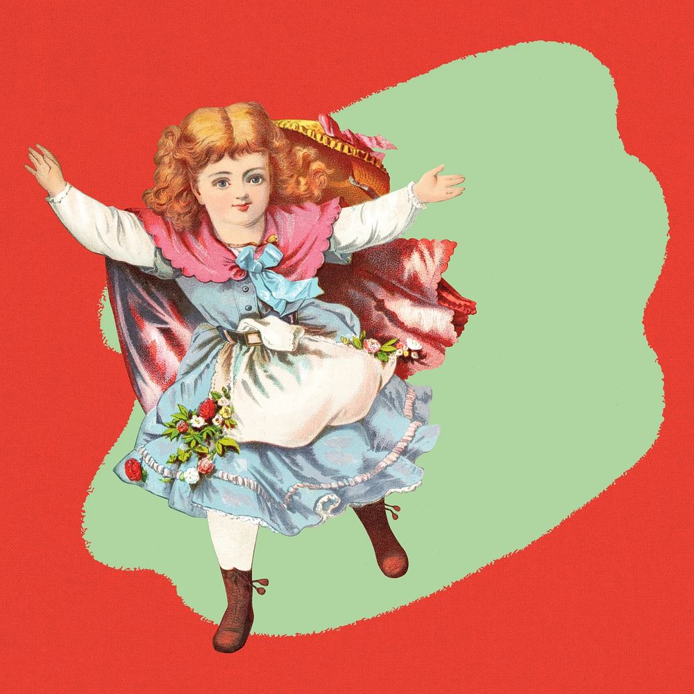 Little girl badge illustration, Remixed by rawpixel.