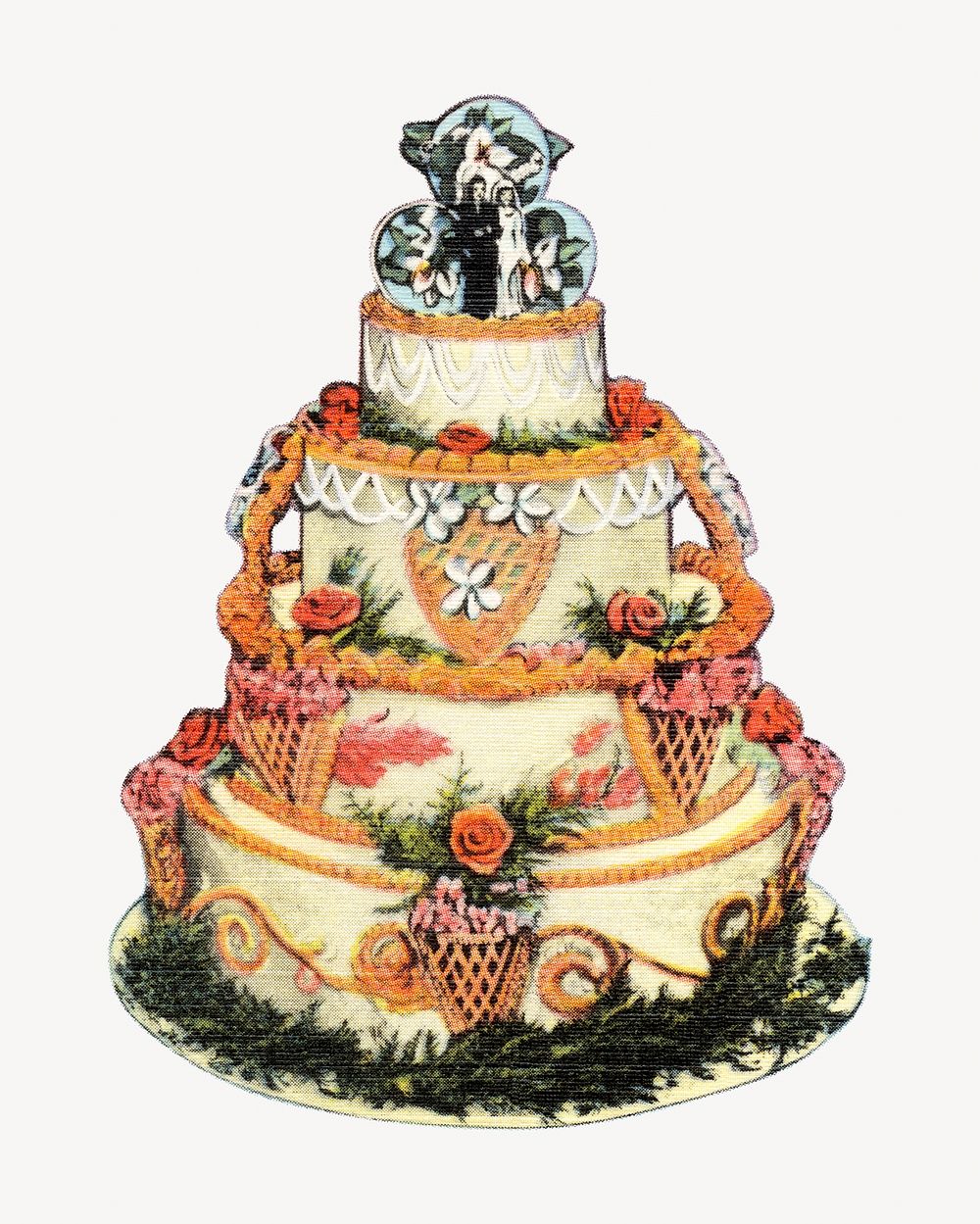 Vintage wedding cake, food illustration. Remixed by rawpixel.