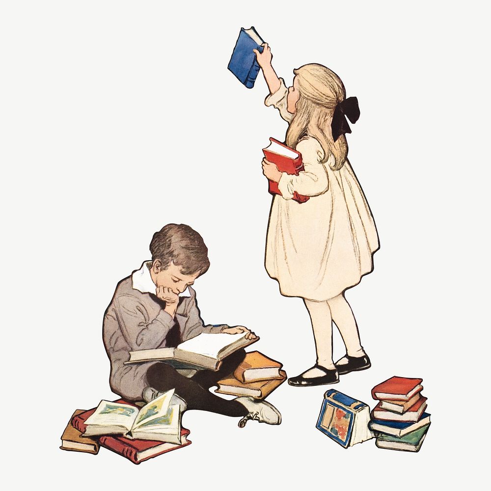 Children's book week, vintage illustration by Jessie Willcox Smith psd. Remixed by rawpixel.