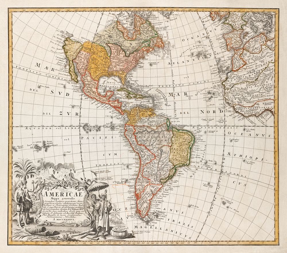 A general map of America (1746), vintage illustration by Homann Erben (Firm). Original public domain image from Digital…