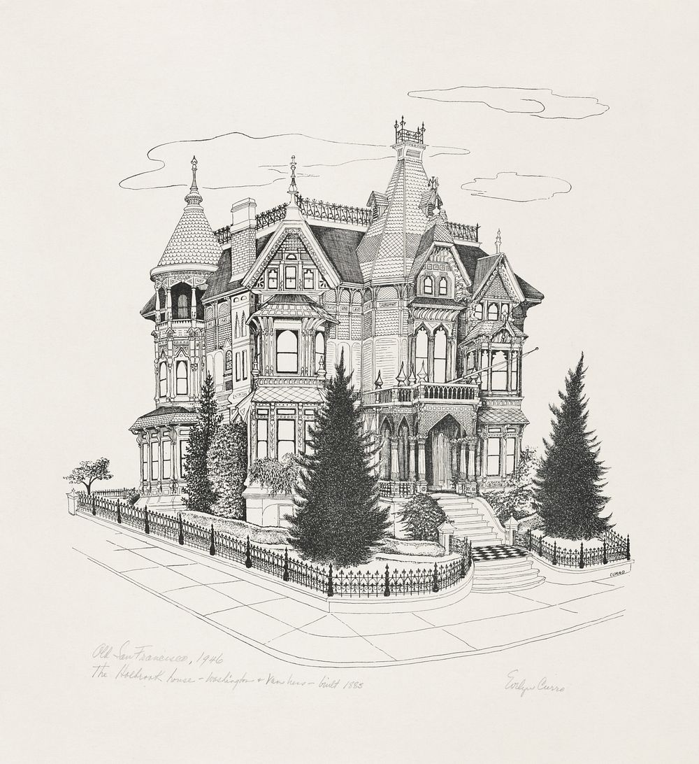 Old San Francisco (1946), The Holbrook house - Washington & Van Ness built 1885. Original public domain image from the…