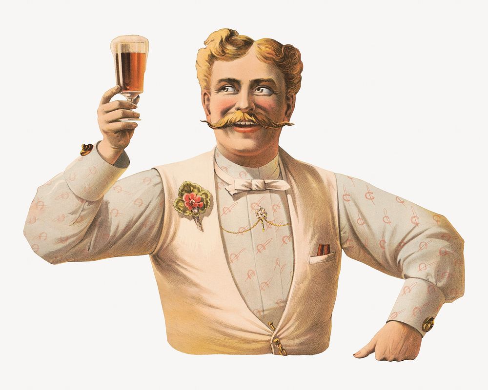 Bartender man, vintage illustration. Remixed by rawpixel.