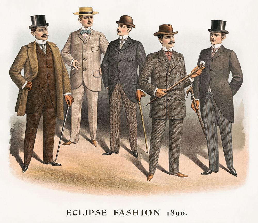 Eclipse Fashion (1896), vintage men's apparel  illustration. Original public domain image from the Library of Congress.…
