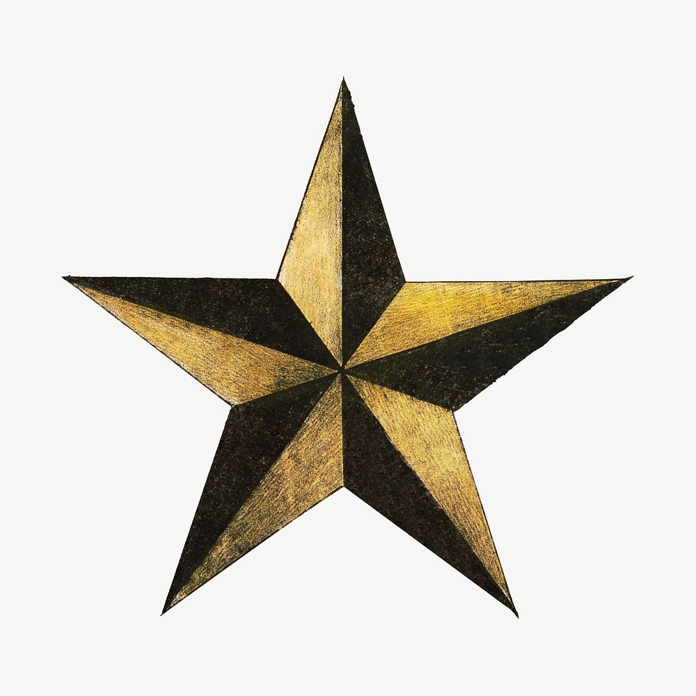 Five-pointed star, vintage illustration psd. Remixed by rawpixel.