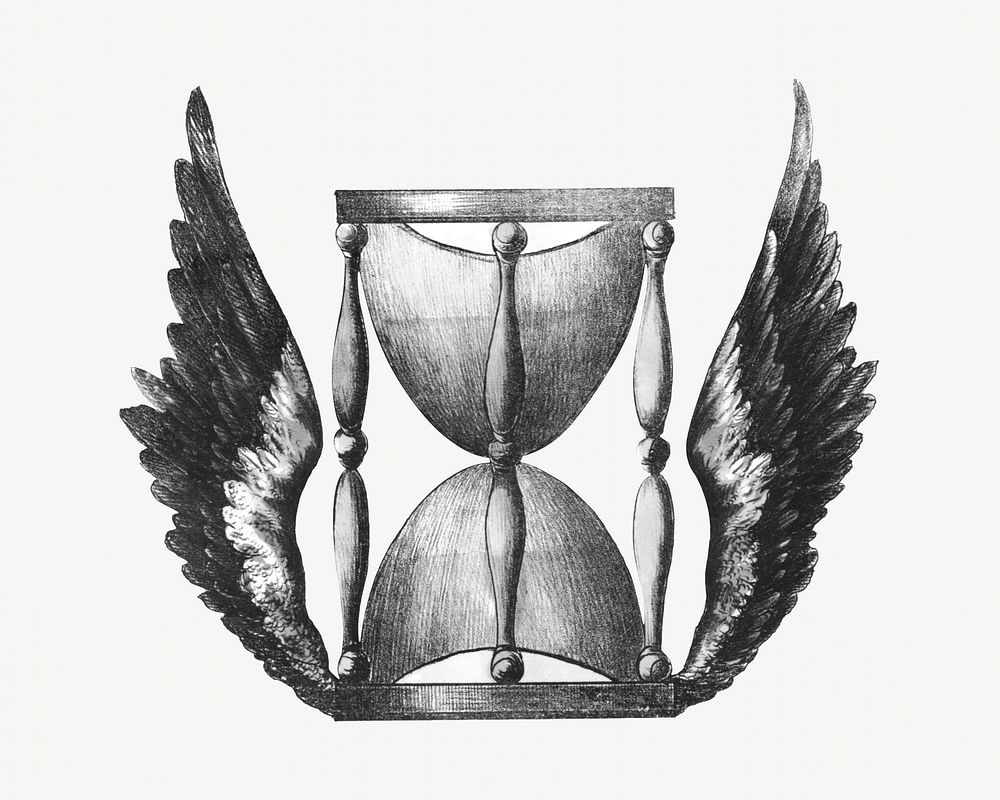 Winged hourglass, vintage object illustration. Remixed by rawpixel.