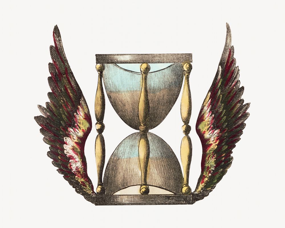 Winged hourglass, vintage object illustration. Remixed by rawpixel.
