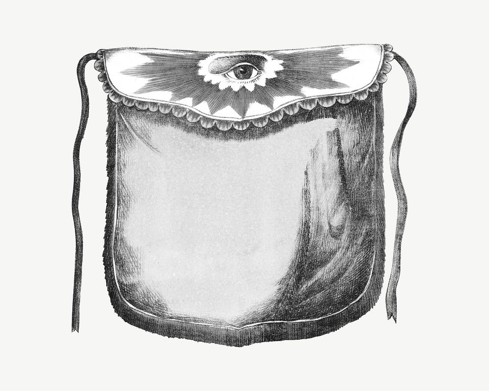 Silk bag with observing eye, vintage object illustration psd. Remixed by rawpixel.