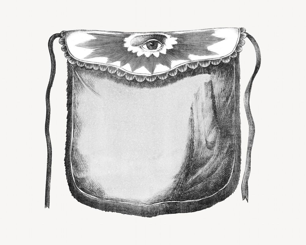 Silk bag with observing eye, vintage object illustration. Remixed by rawpixel.