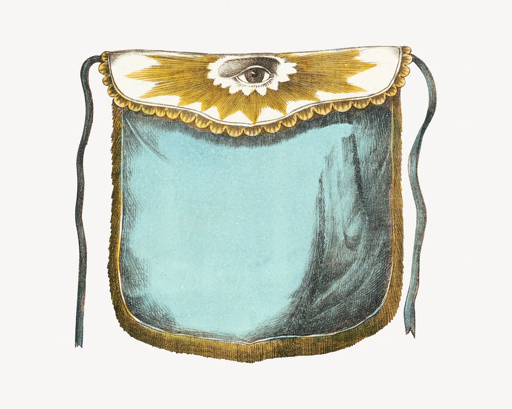 Silk bag with observing eye, vintage object illustration. Remixed by rawpixel.