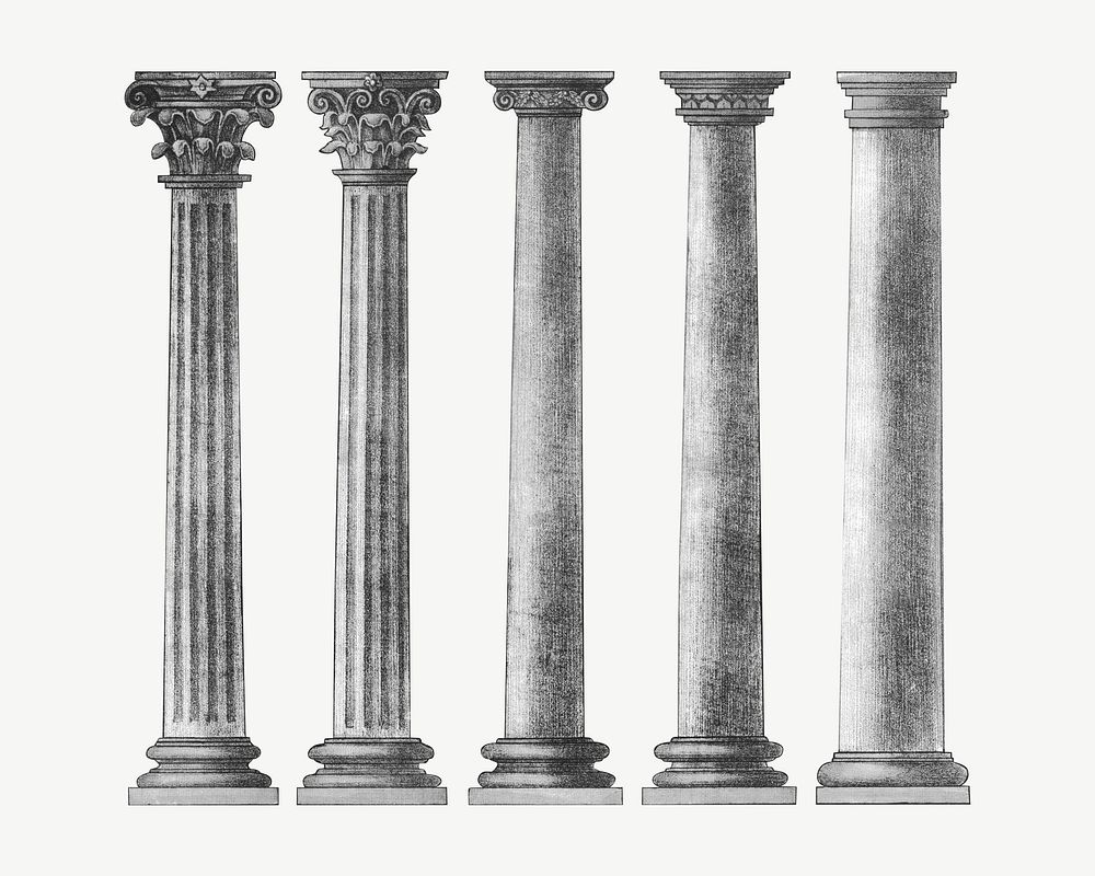 Ancient pillar, vintage architecture illustration psd. Remixed by rawpixel.