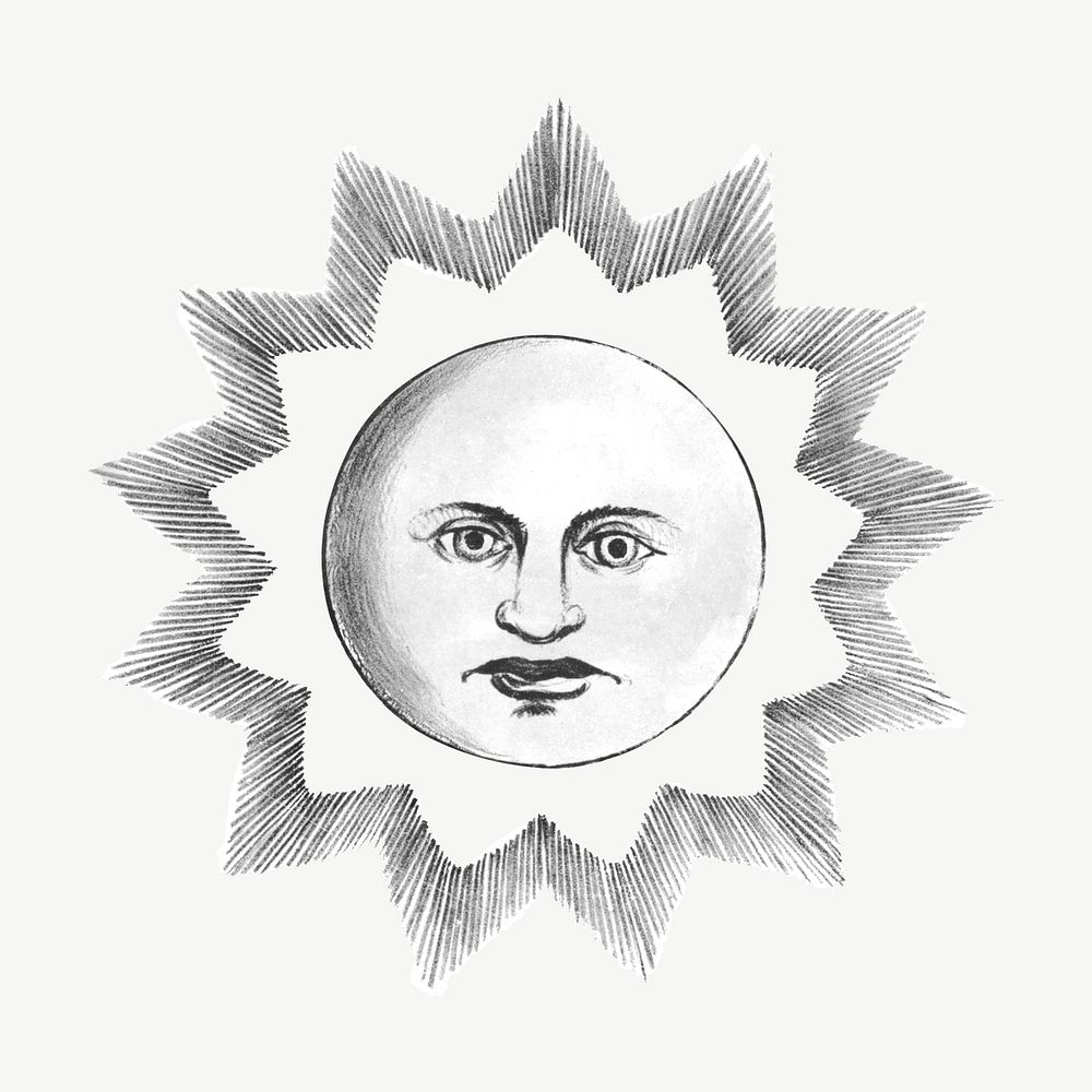 Beaming sun, celestial illustration psd. Remixed by rawpixel.