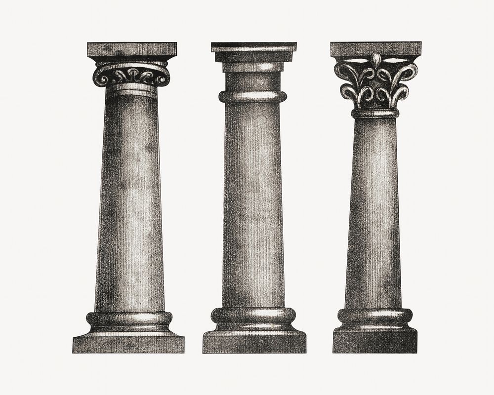 Ancient pillar, vintage architecture illustration. Remixed by rawpixel.