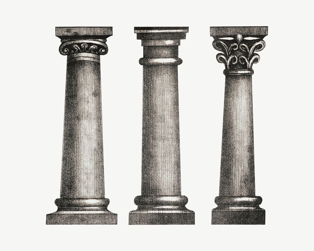 Ancient pillar, vintage architecture illustration psd. Remixed by rawpixel.