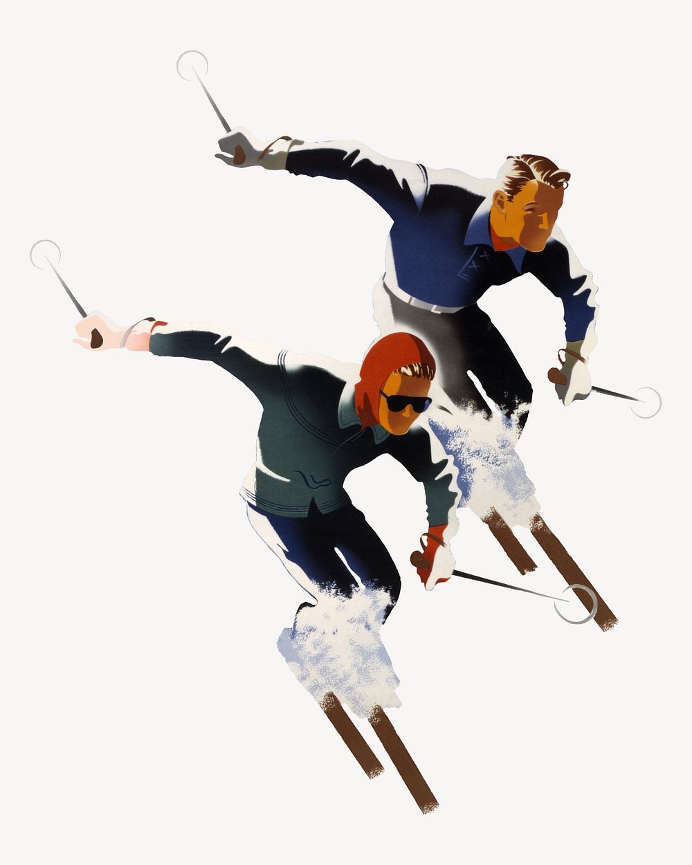 Vintage ski, sport illustration by Joseph Binder. Remixed by rawpixel.