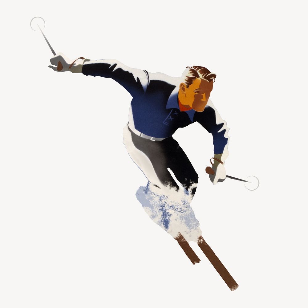 Vintage ski, sport illustration by Joseph Binder. Remixed by rawpixel.