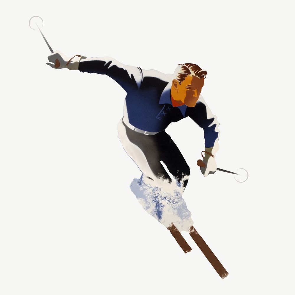 Vintage ski, sport illustration by Joseph Binder psd. Remixed by rawpixel.