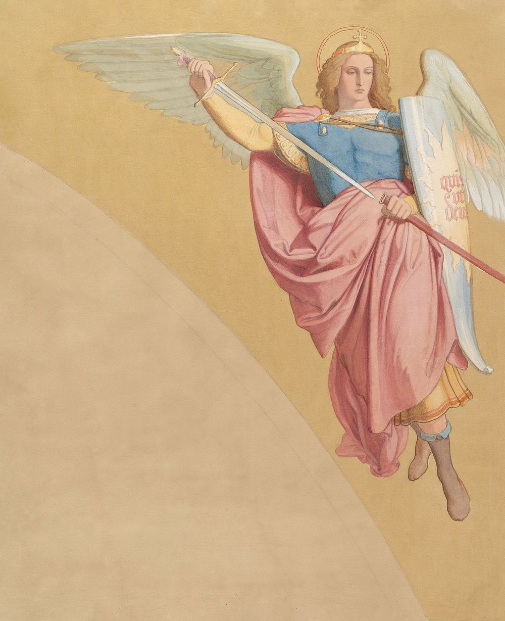 Archangel Drawing a Sword (1825&ndash;86), vintage illustration by Eduard Jakob von Steinle. Original public domain image…