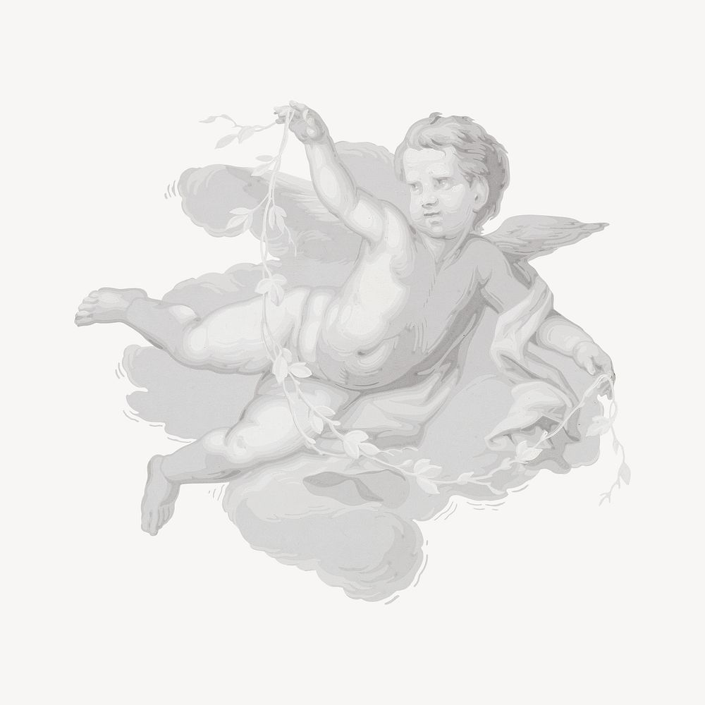 Flying cherub, vintage illustration. Remixed by rawpixel.