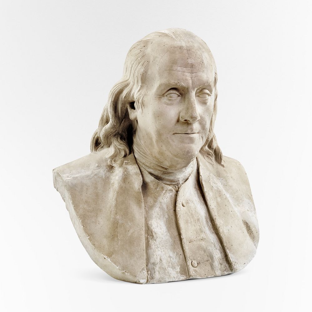 Benjamin Franklin sculpture (1844-1860) by Hiram Powers. Original public domain image from The Smithsonian Institution.…