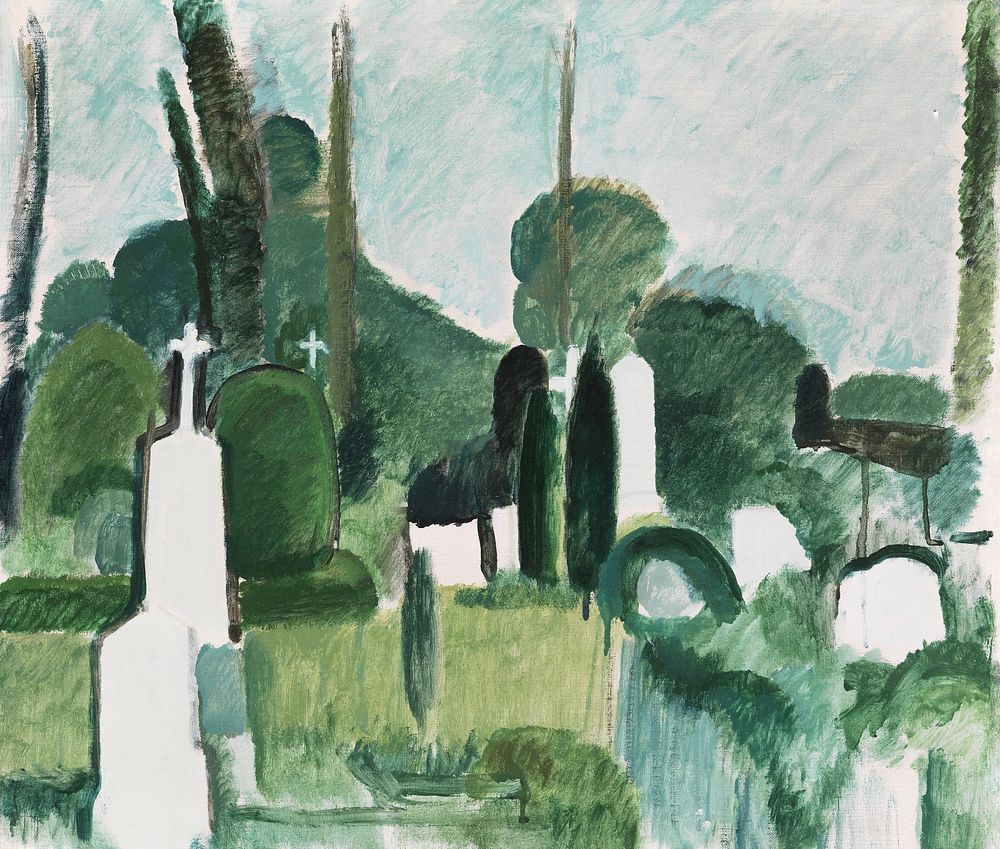 The cemetery in Svanninge (1920), by Harald Giersing. Original public domain image from State Museum of Art. Digitally…