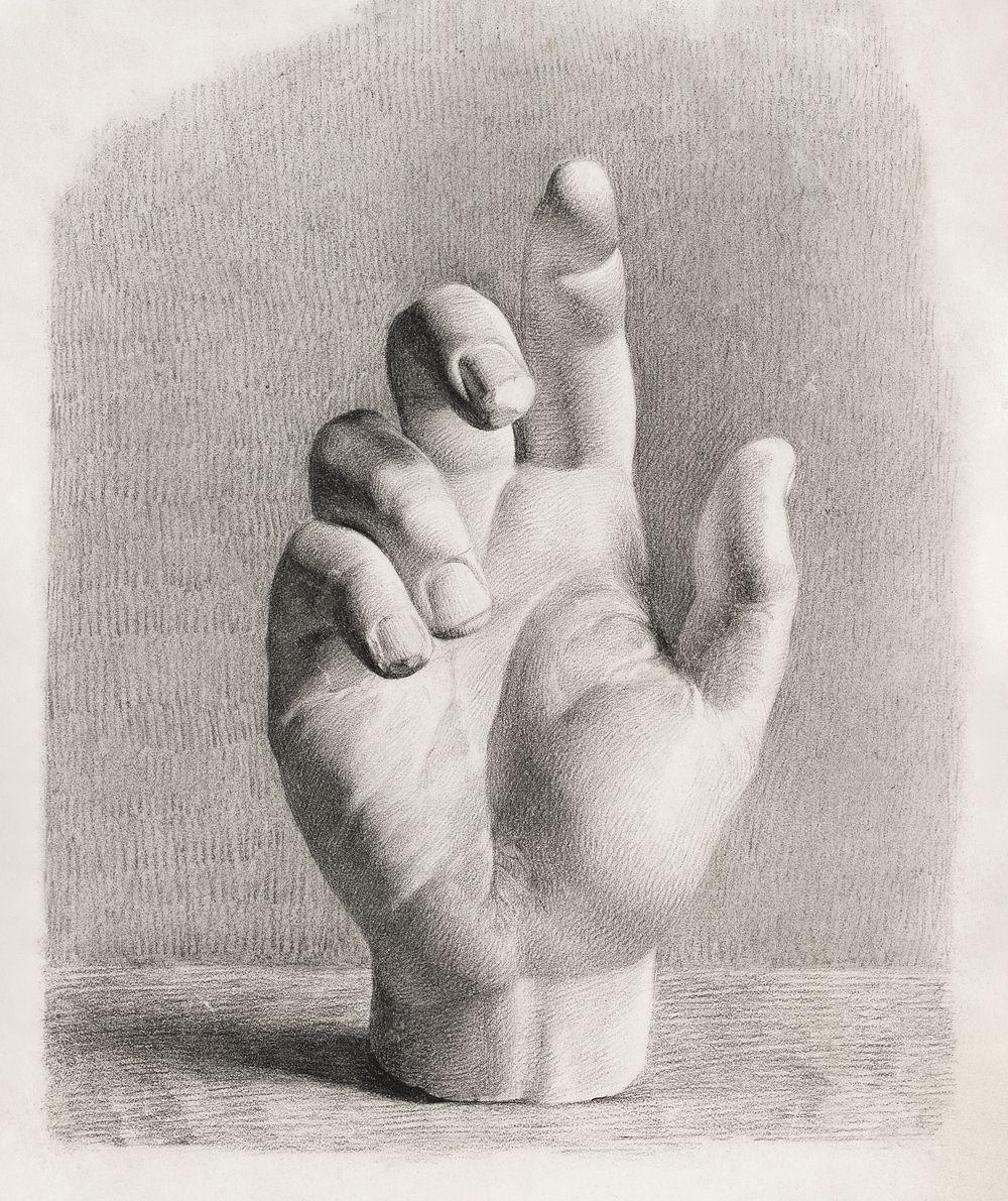A hand, drawn after plaster by Dankvart Dreyer. Original public domain image from State Museum of Art. Digitally enhanced by…